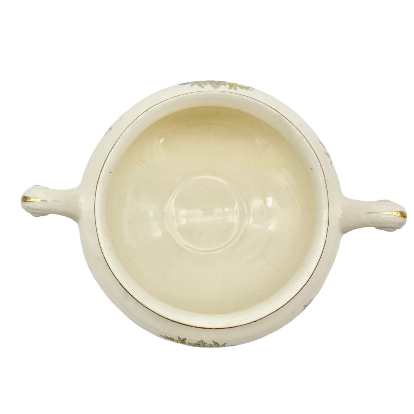Homer Laughlin Eggshell Nautilus Sugar Bowl 6.5 inch Cream Flowers No Lid