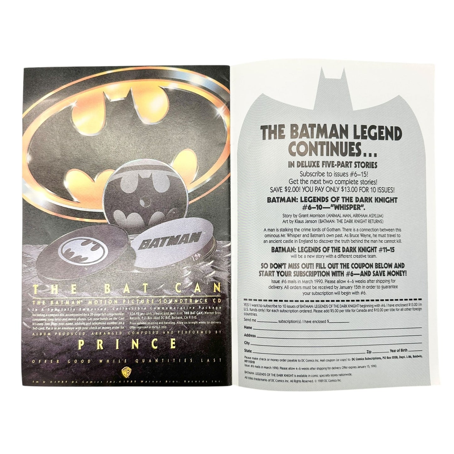 Batman Legends Of The Dark Knight No. 1 Nov 1989 Collectors Special DC Comics