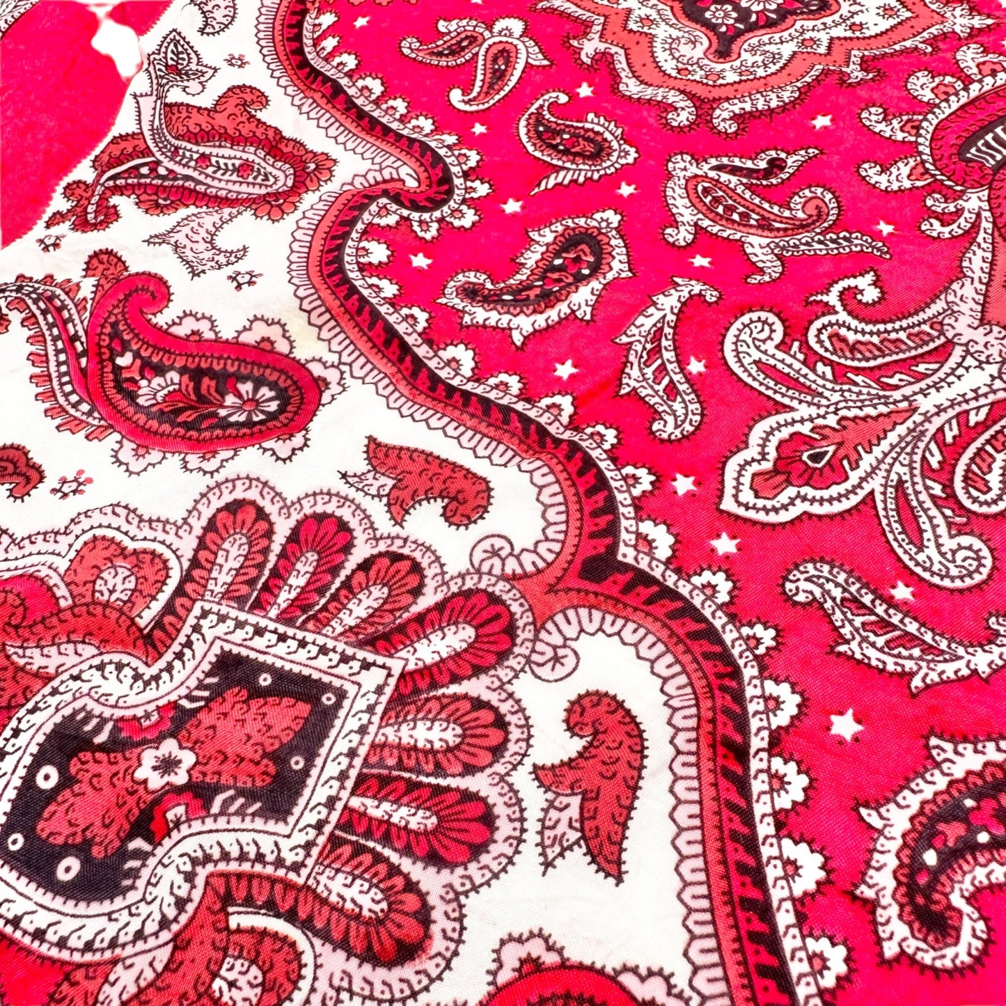 Scarf 25.5 inch Square Red White Paisley