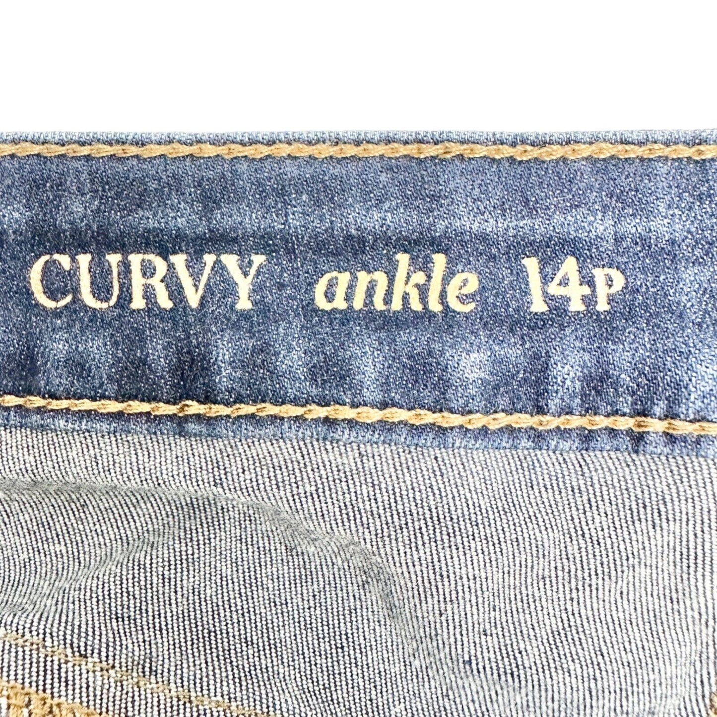 Talbots Jeans Women's 14 Petite Denim Blue Curvy Ankle 5 Pocket