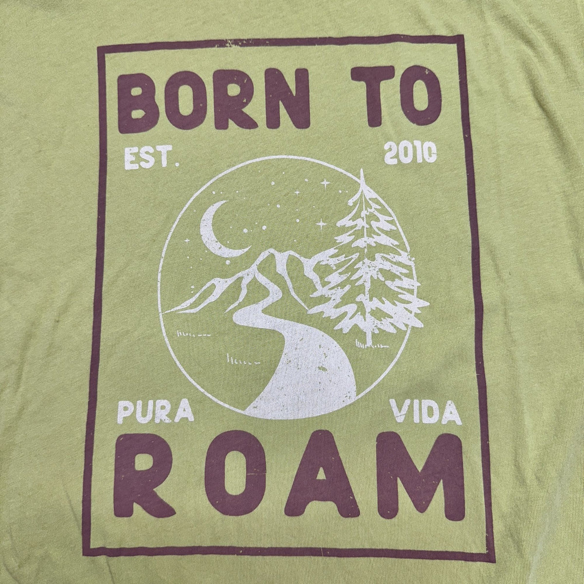 Born To Roam Graphic T Shirt Pura Vida Olive Green 3XL Cotton Casual Unisex