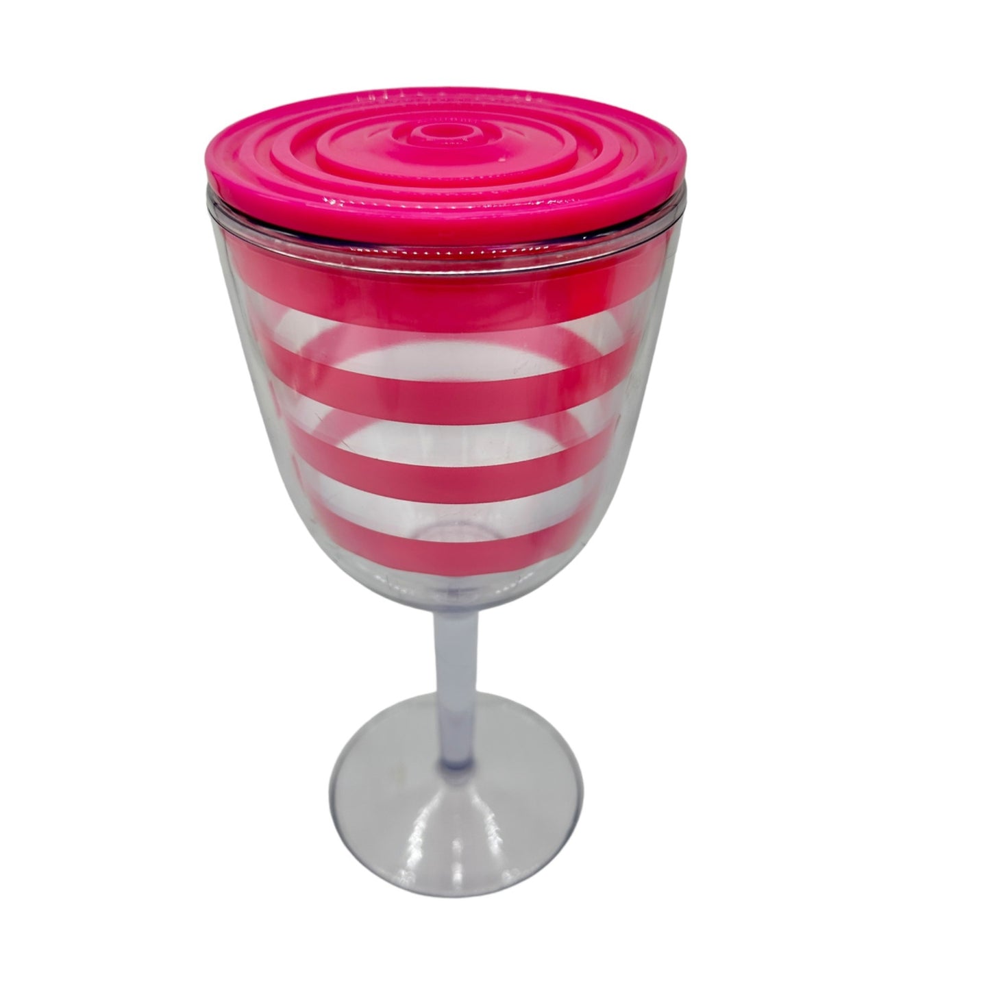Plastic Wine Glasses with Lids Set of 4 Multicolor Striped & Chevron Designs