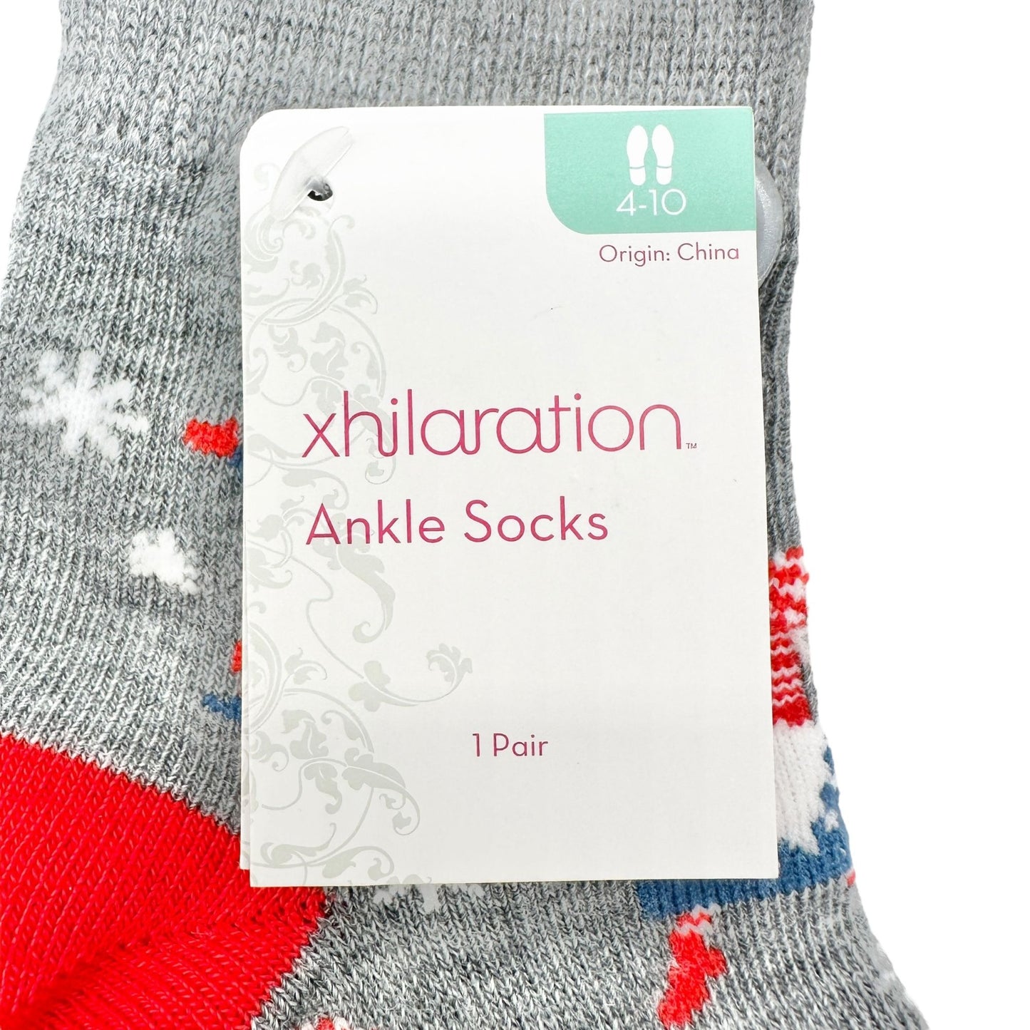 Xhilaration Ankle Socks Holiday Gnome Print Fits Womens 4-10 Patriotic or Winter