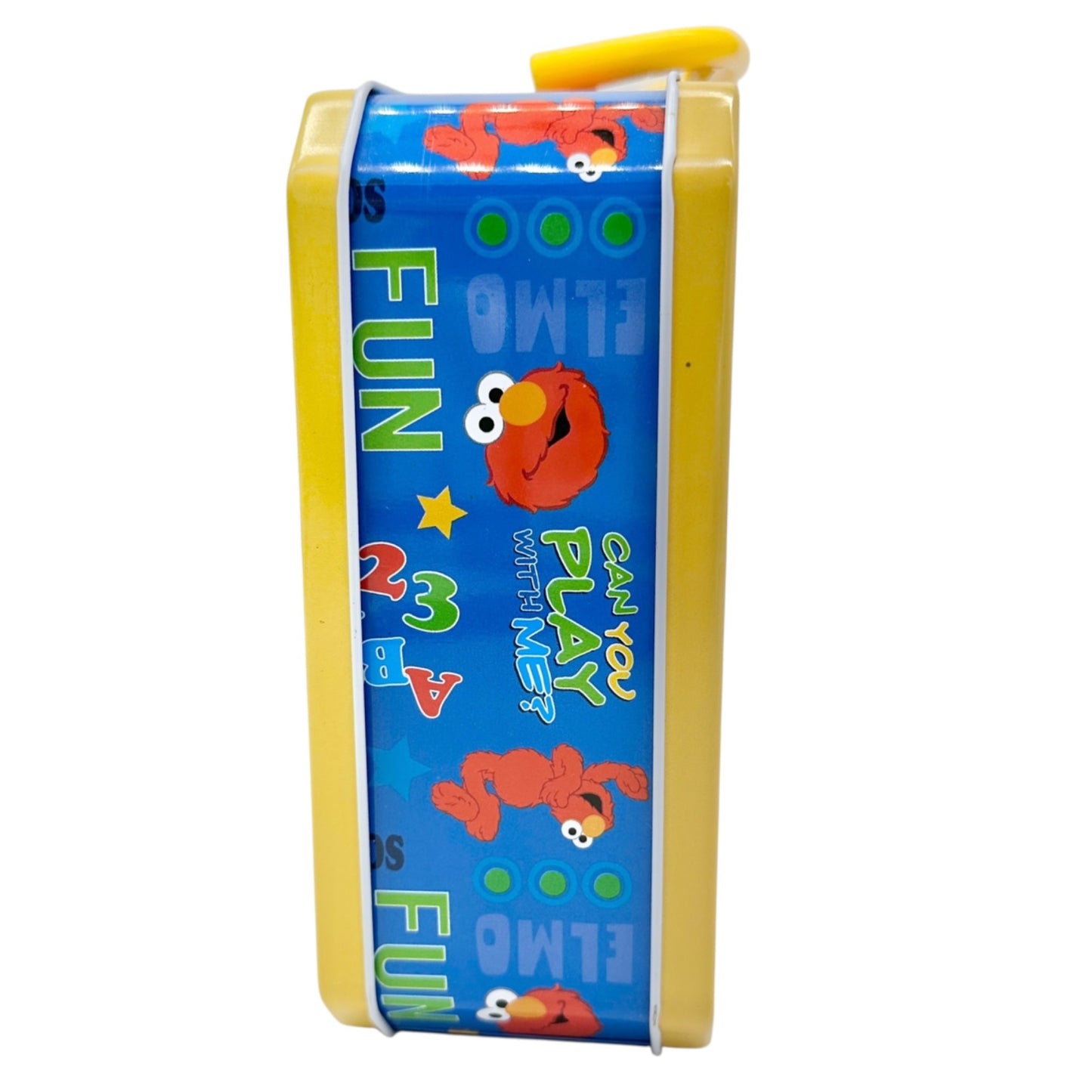 Sesame Street Elmo Metal Lunch Box Fun Colors Blue Red Yellow Kid Collectible