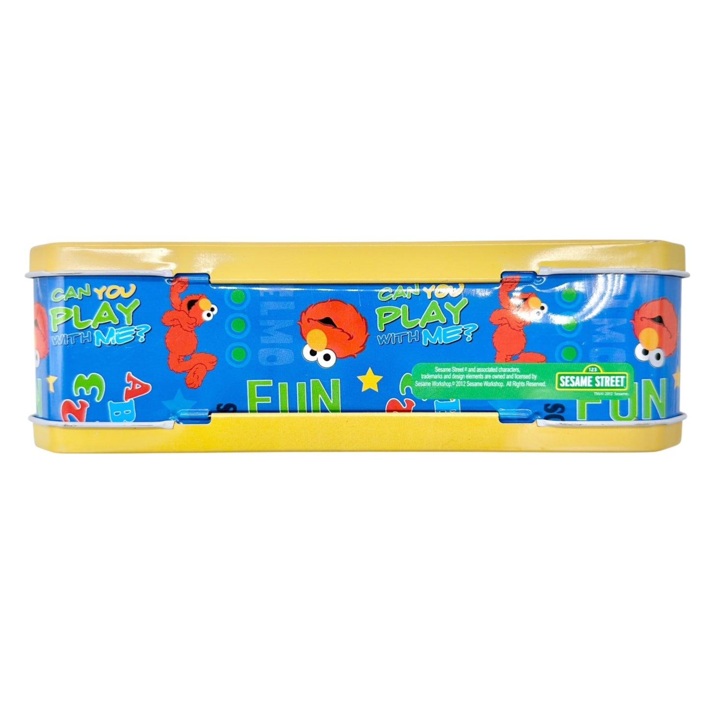 Sesame Street Elmo Metal Lunch Box Fun Colors Blue Red Yellow Kid Collectible