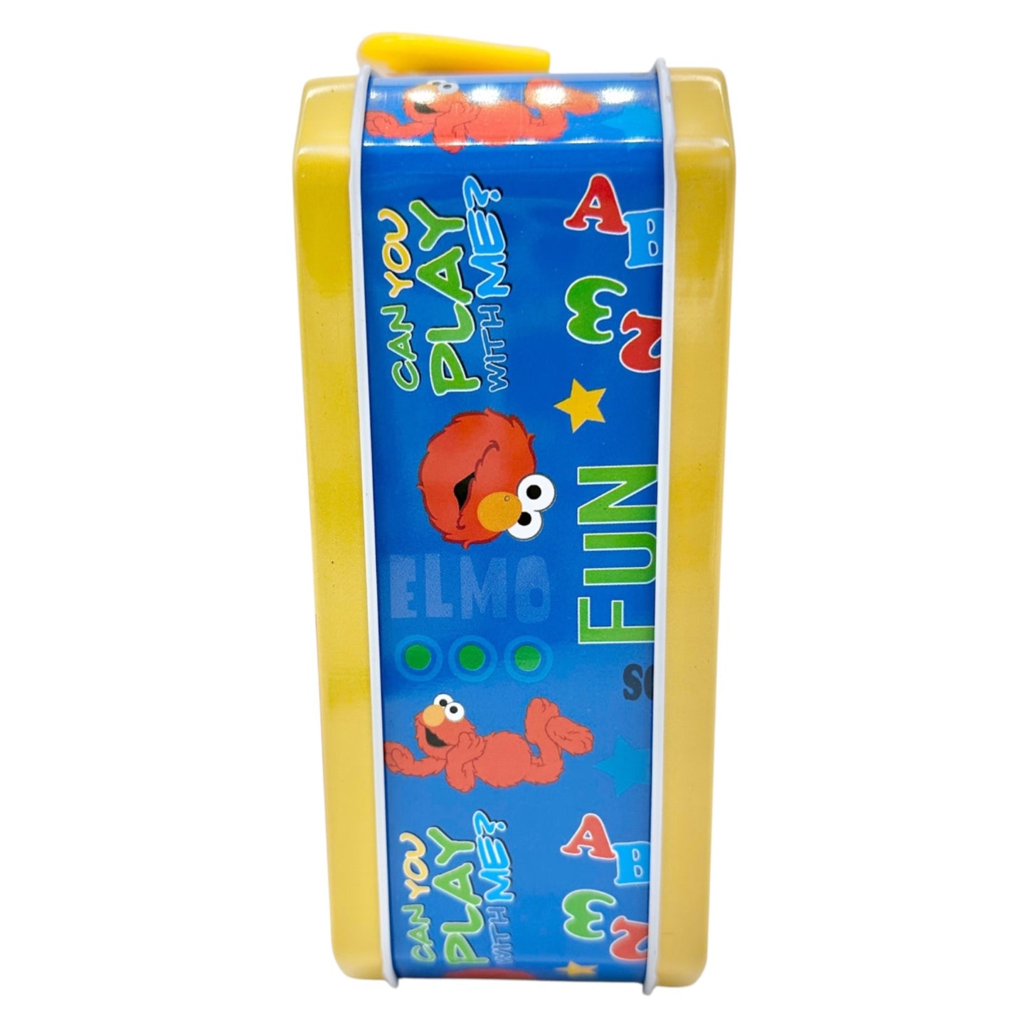 Sesame Street Elmo Metal Lunch Box Fun Colors Blue Red Yellow Kid Collectible