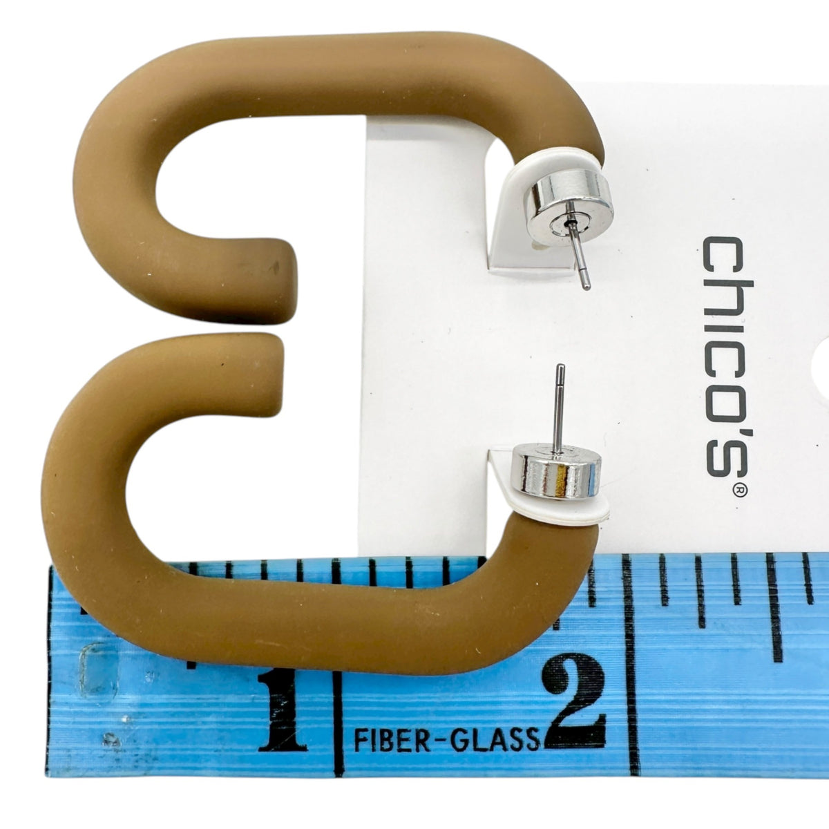 Chicos Link Collection Hoop Brown Nickel-Free Earrings Lightweight NEW