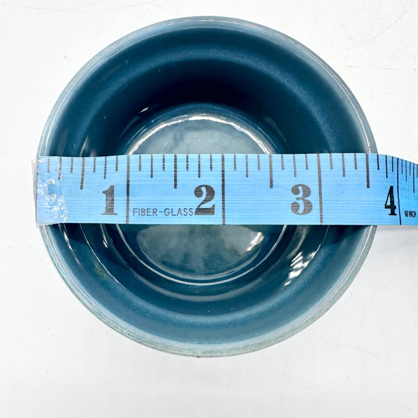 Set Of 2 Emile Henry France Ceramic Ramekins 10.28 Blue Glazed Stoneware 4" Dia