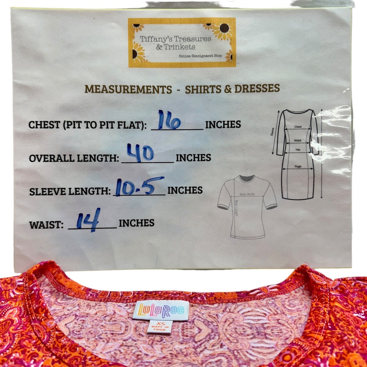 LuLaRoe Retired Julia Dress XS Orange with Fuschia Graphic Print SS Form Fit NWT