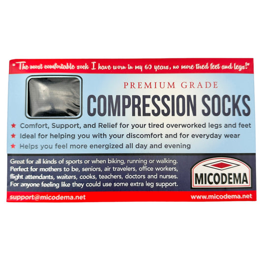 Micodema Premium Grade Compression Socks Wide Calves Black XX-Wide Toeless NIB