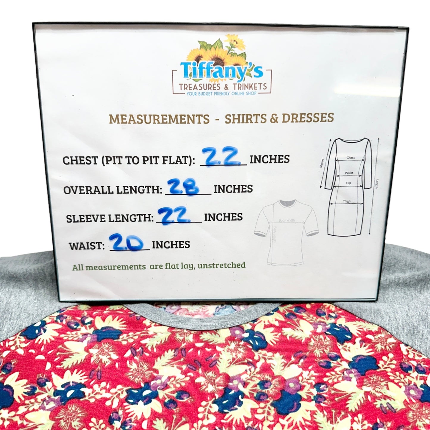 LuLaRoe Randy Top Womens L Raglan Sleeve Floral Red Blue Gray Yellow