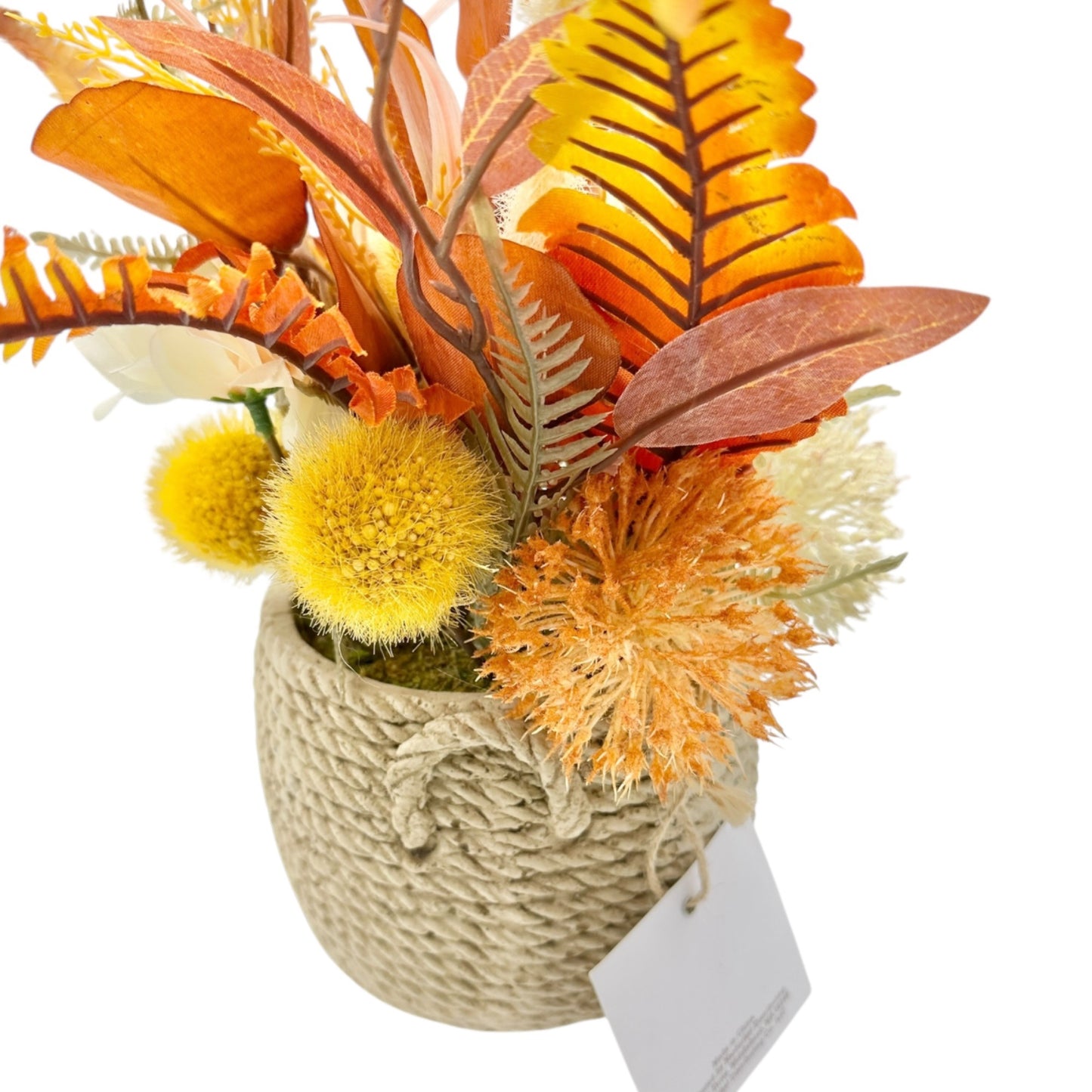 Autumn Whisper Faux Floral Arrangement Textured Rope Basket By Branch & Blossom
