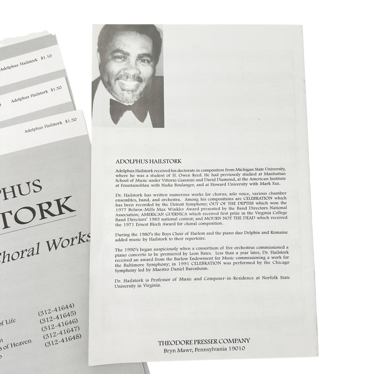 Adolphus Hailstork Five Short Choral Works SATB A Cappella Sheet Music Bundle