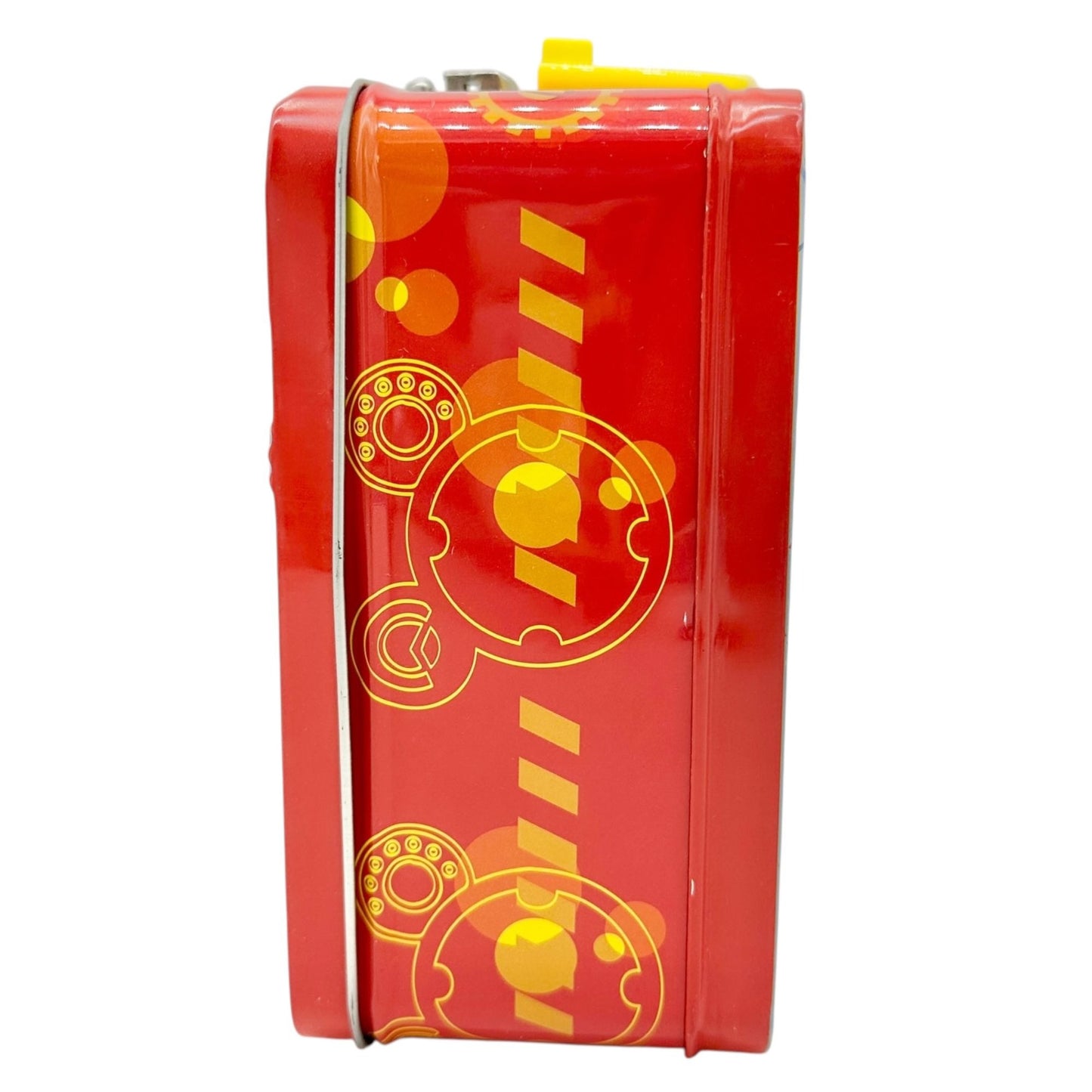 Mickey Mouse Metal Lunch Box Red Blue Yellow Plastic Handle 8x6x3 Scooter Disney