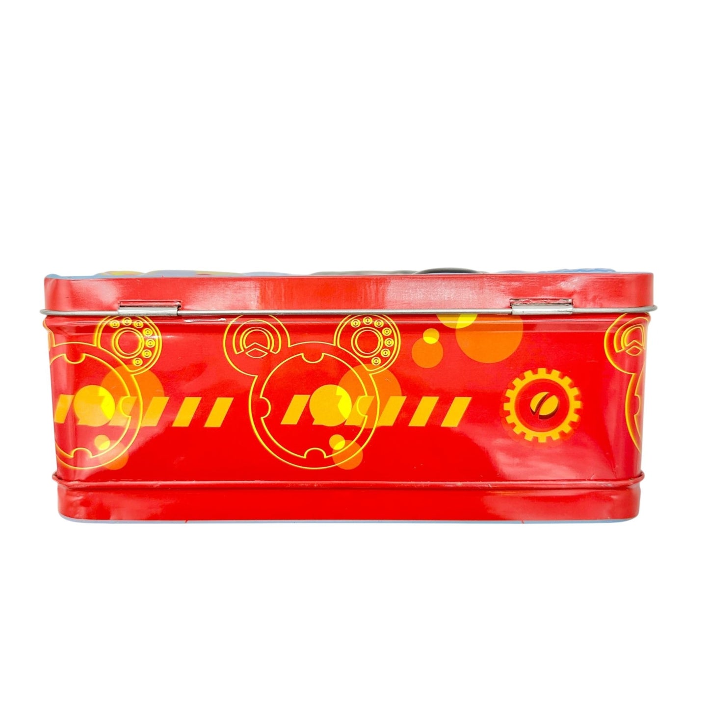Mickey Mouse Metal Lunch Box Red Blue Yellow Plastic Handle 8x6x3 Scooter Disney