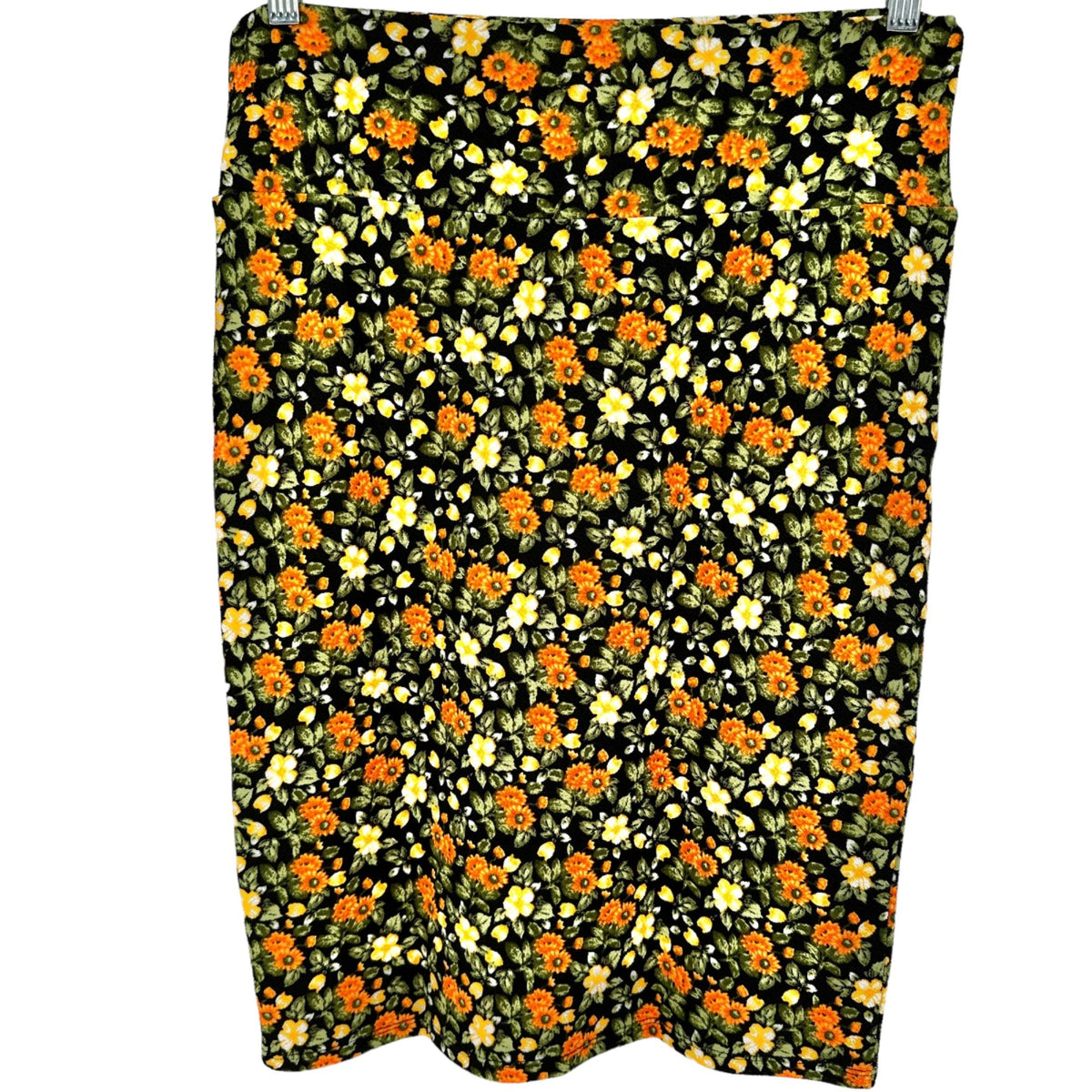 LuLaRoe Cassie Skirt Womens M Black w Orange Yellow Green Florals NWT