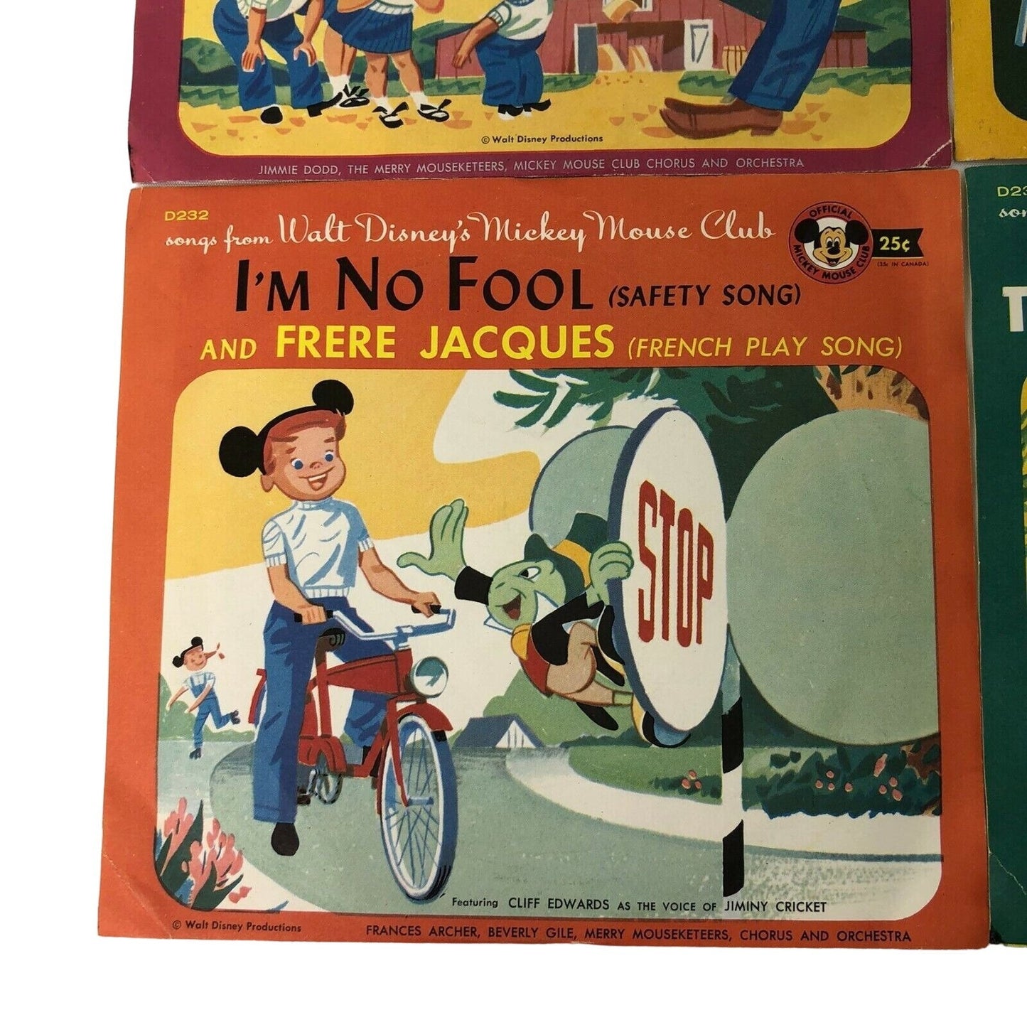 Set of 4 Disney Mickey Mouse Club Records Vintage theme song more fun