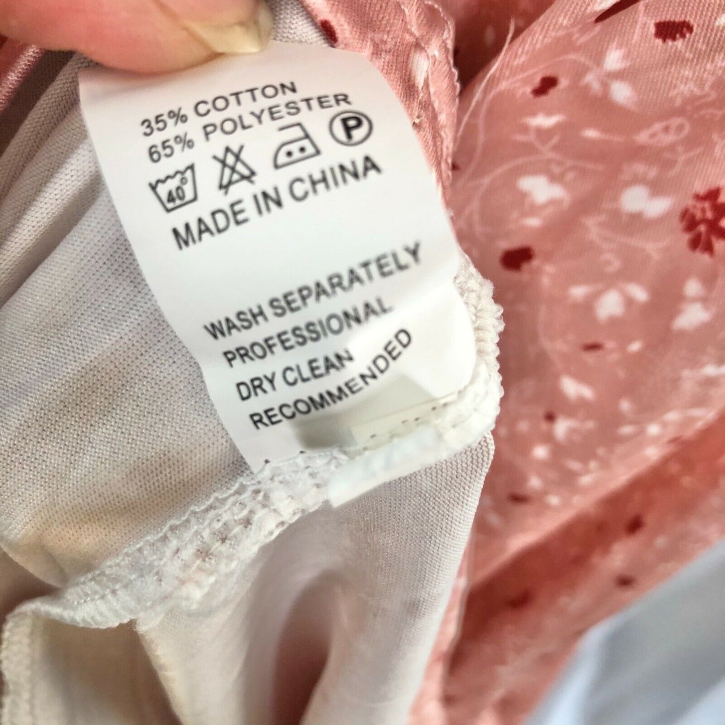 Women's 2XL Floral Rose Colored Smock Long Sleeve Tunic Blouse Red Flowers