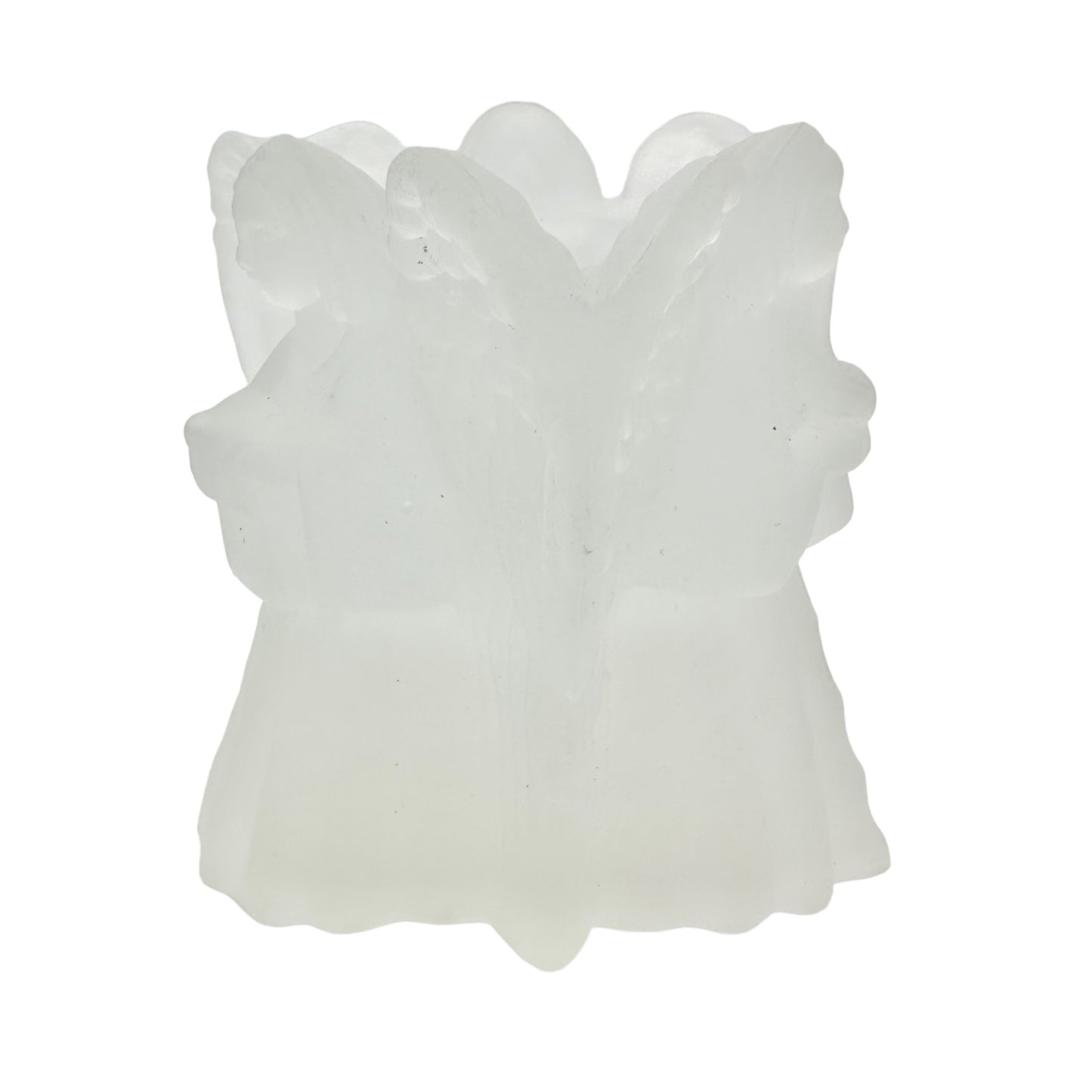 Enesco Glass Angels Candle Holder Frosted Votive 3 sided 4 x 4 x 4 in Box