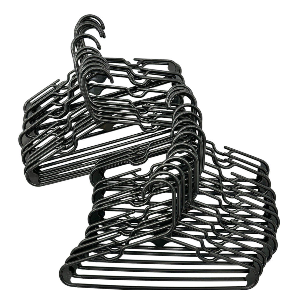 Childrens Hangers Pack Of 30 Black Plastic Lightweight Durable Strap Notches