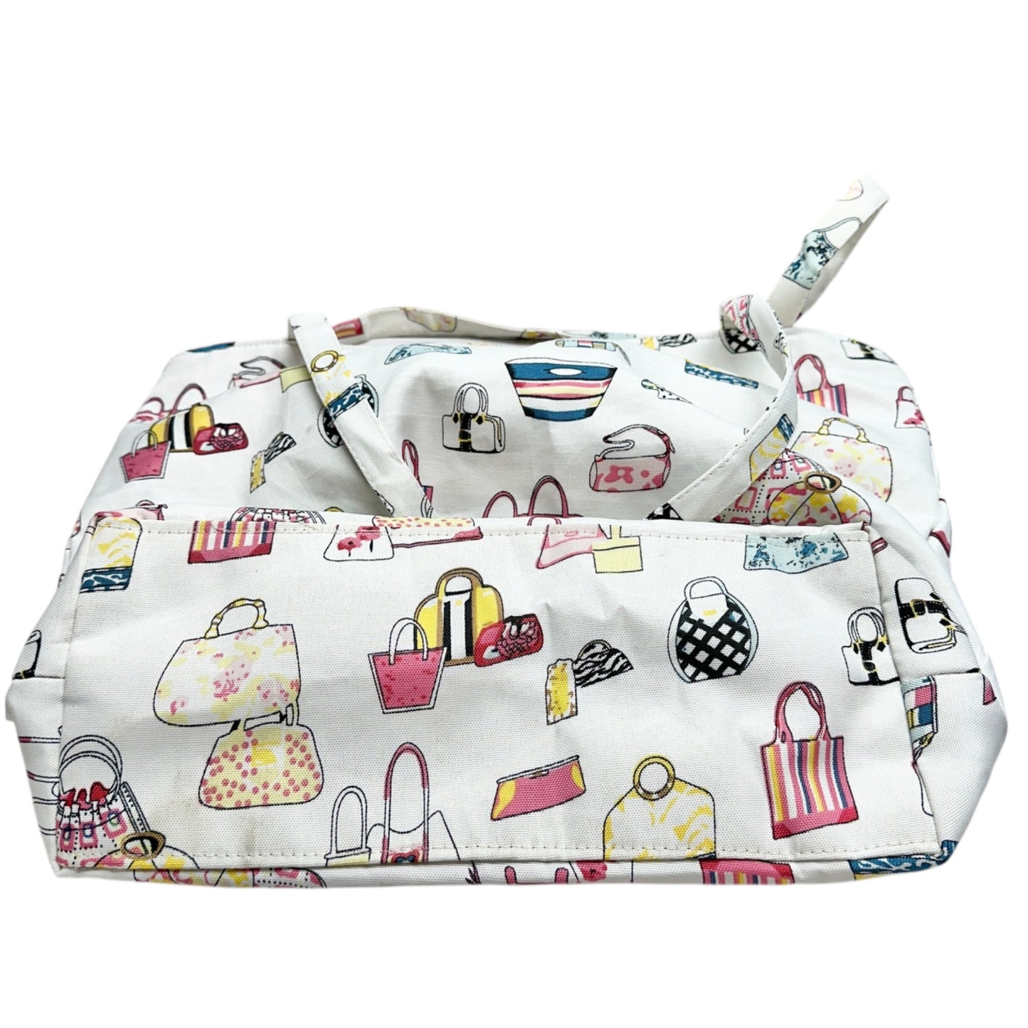 Handbag Print Canvas Tote Bag With Dual Straps and Spacious Interior 14x14x6