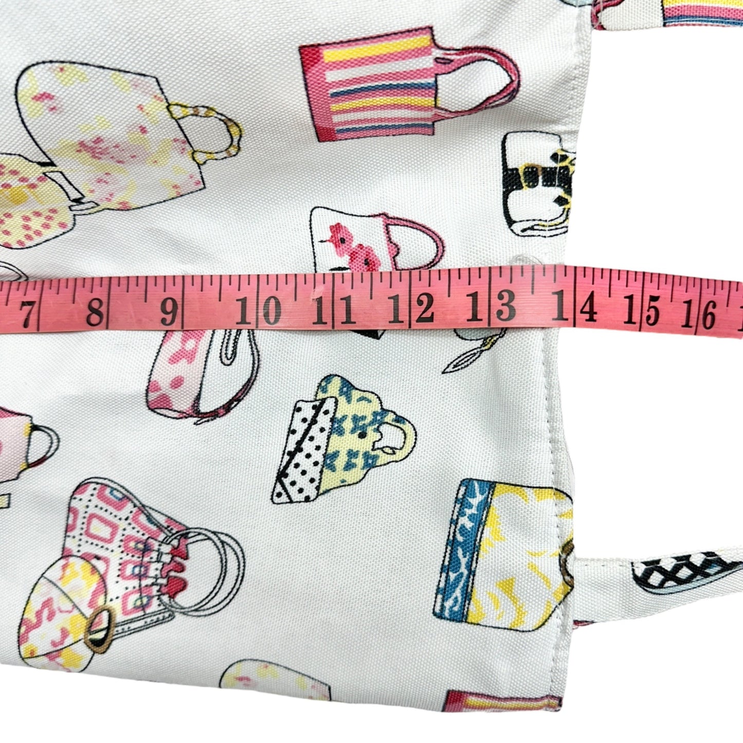 Handbag Print Canvas Tote Bag With Dual Straps and Spacious Interior 14x14x6
