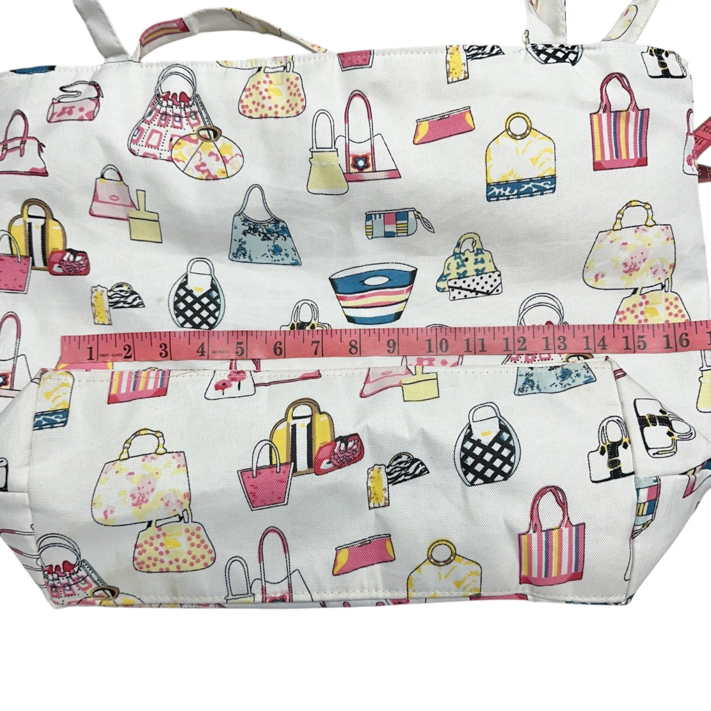 Handbag Print Canvas Tote Bag With Dual Straps and Spacious Interior 14x14x6