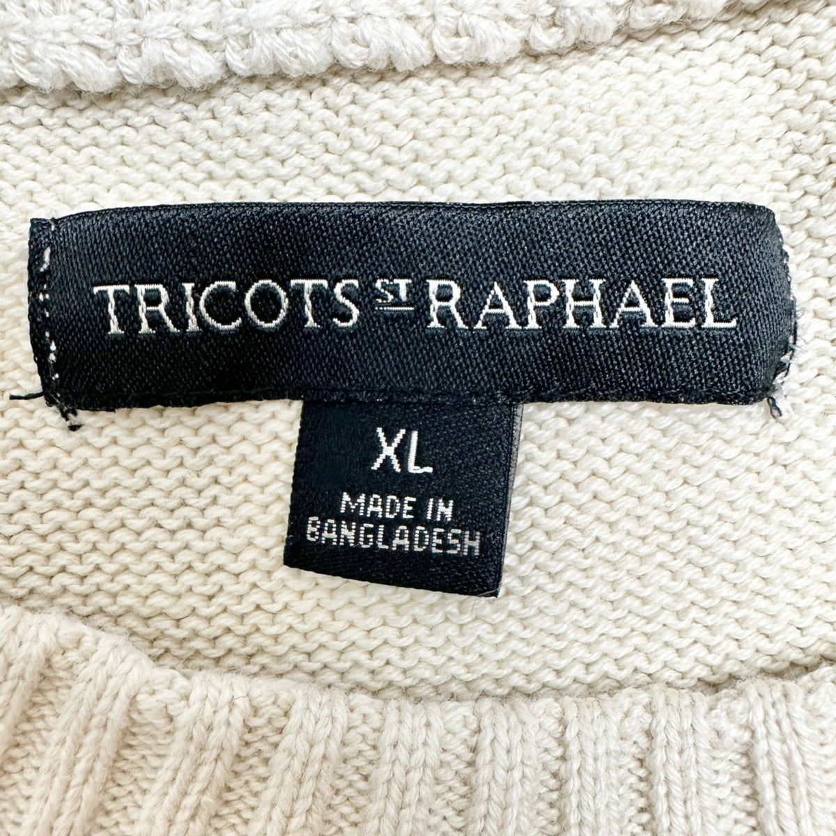 Tricots St Raphael Mens XL Beige Textured Knit Sweater Cotton Blend LS Pullover