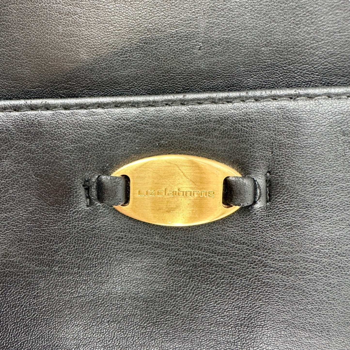 Liz Claiborne Shoulder Bag Black With Gold Accent Elegant and Functional 8x11x3