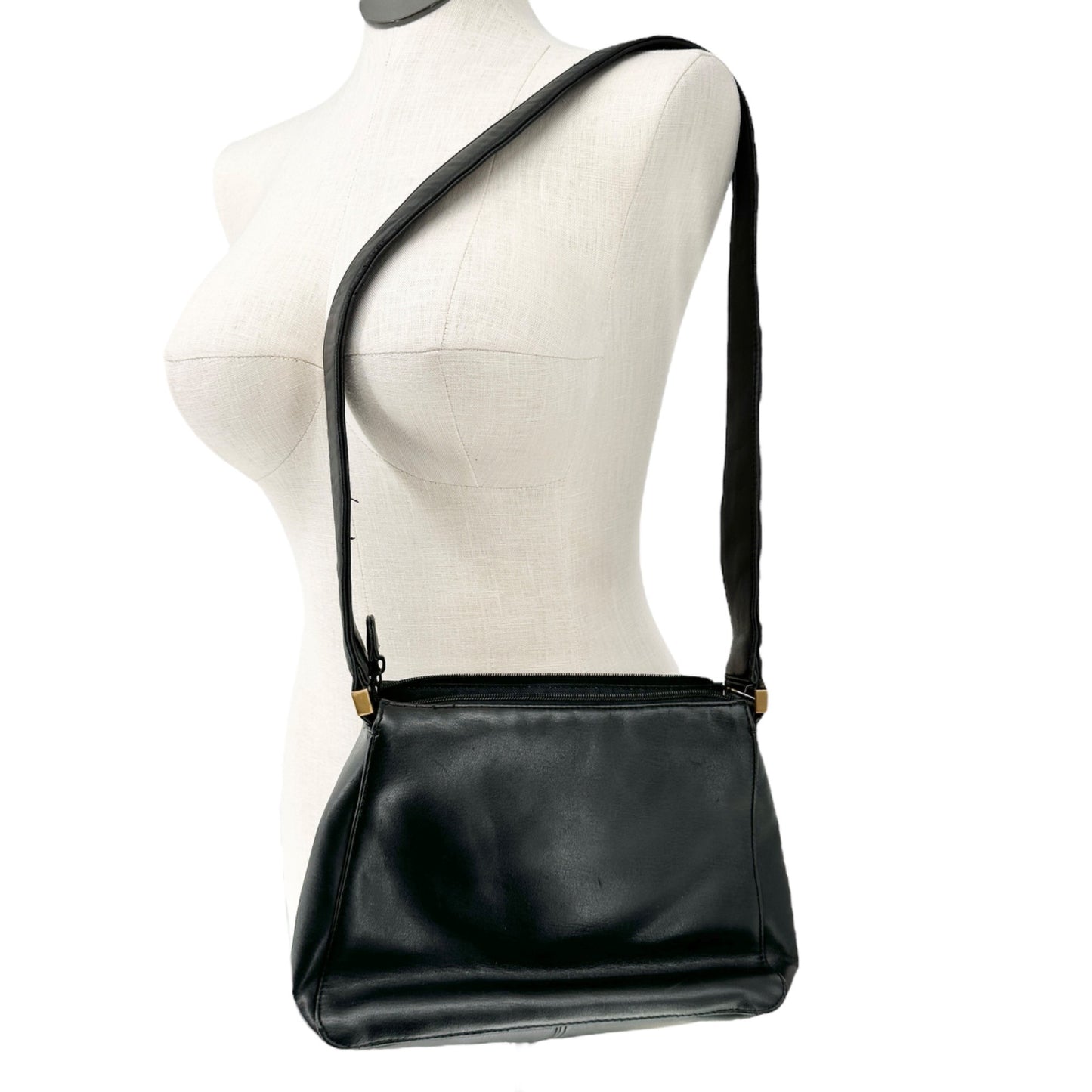 Liz Claiborne Shoulder Bag Black With Gold Accent Elegant and Functional 8x11x3