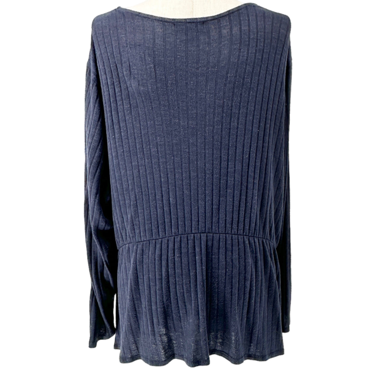 Lane Bryant Sweater Womens 26/28 Navy Gathered Waist Side Tie Crossover Vneck
