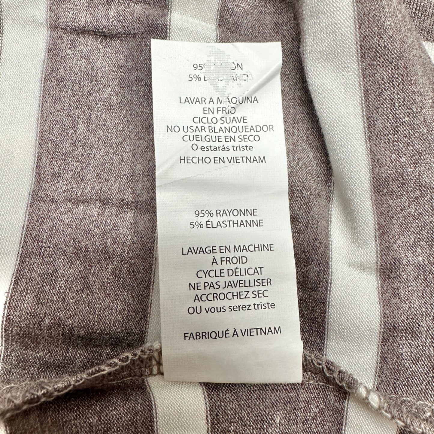 LuLaRoe Retired Julia Dress M Heathered Brown and White Striped SS Form Fit NWT