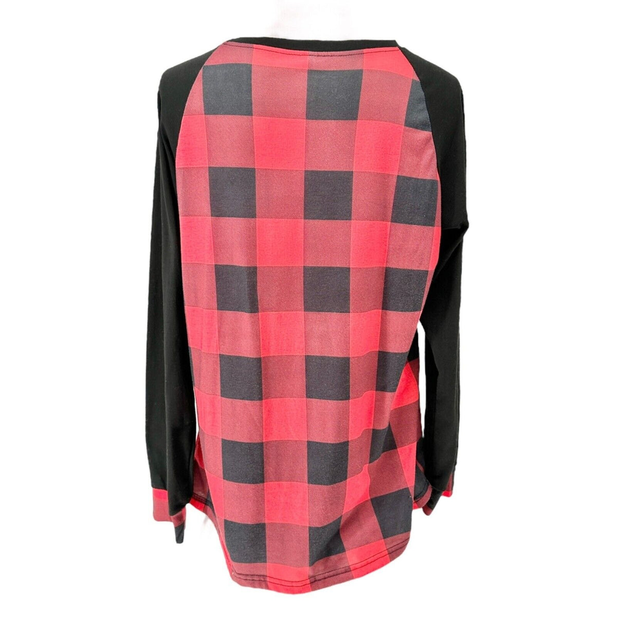 Shirt XL Red Buffalo Plaid Black Long Sleeve Crew Neck