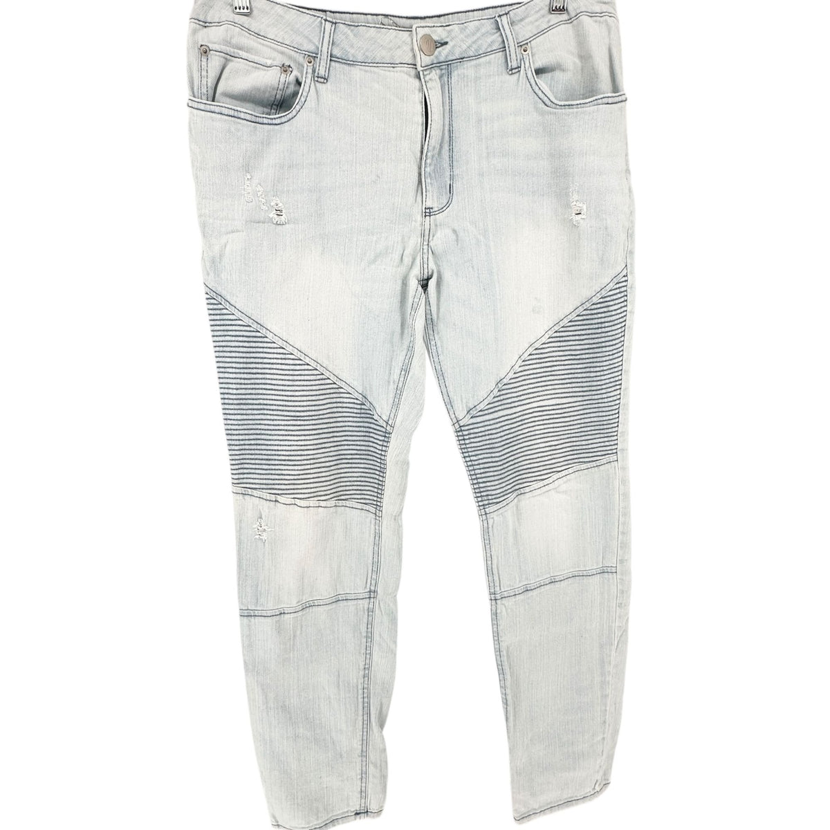 Original Use Jeans Mens 36 Light Wash Skinny Fit Distressed Detail Striped Panel