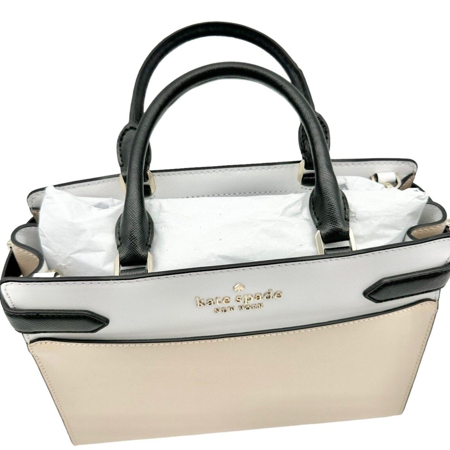 Kate Spade Handbag with Crossbody Strap Muted Pink White Black NEW