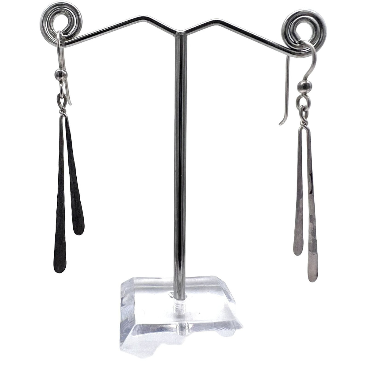 2 Sets of Pierced Earrings Silver Dangle