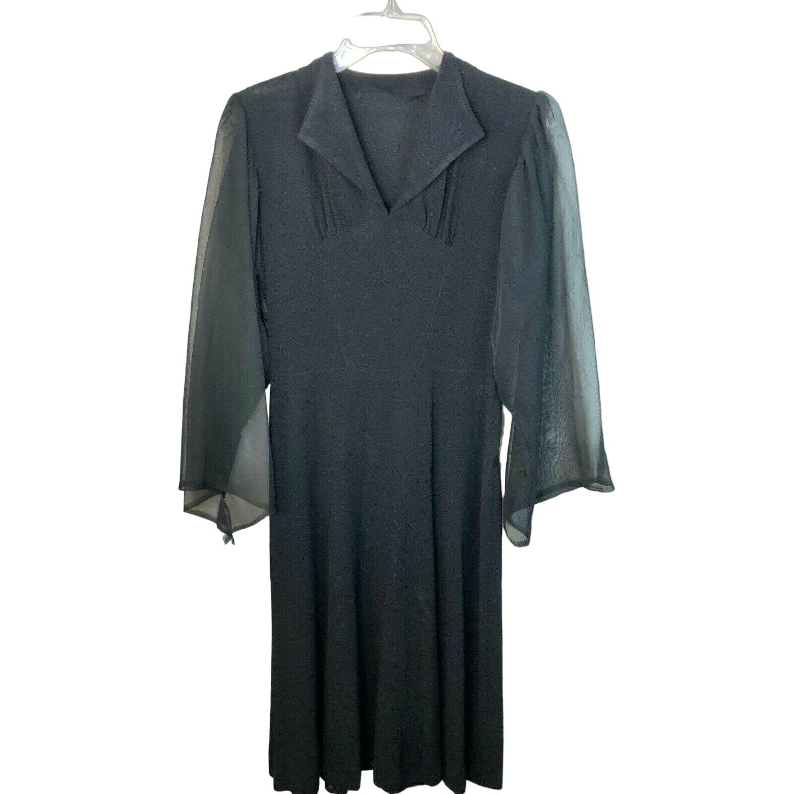 Black Dress with Sheer Flared Long Sleeves No Tags V-Neck Elegant Simple Black Dress with Sheer Flared Long Sleeves No Tags V-Neck Elegant Simple