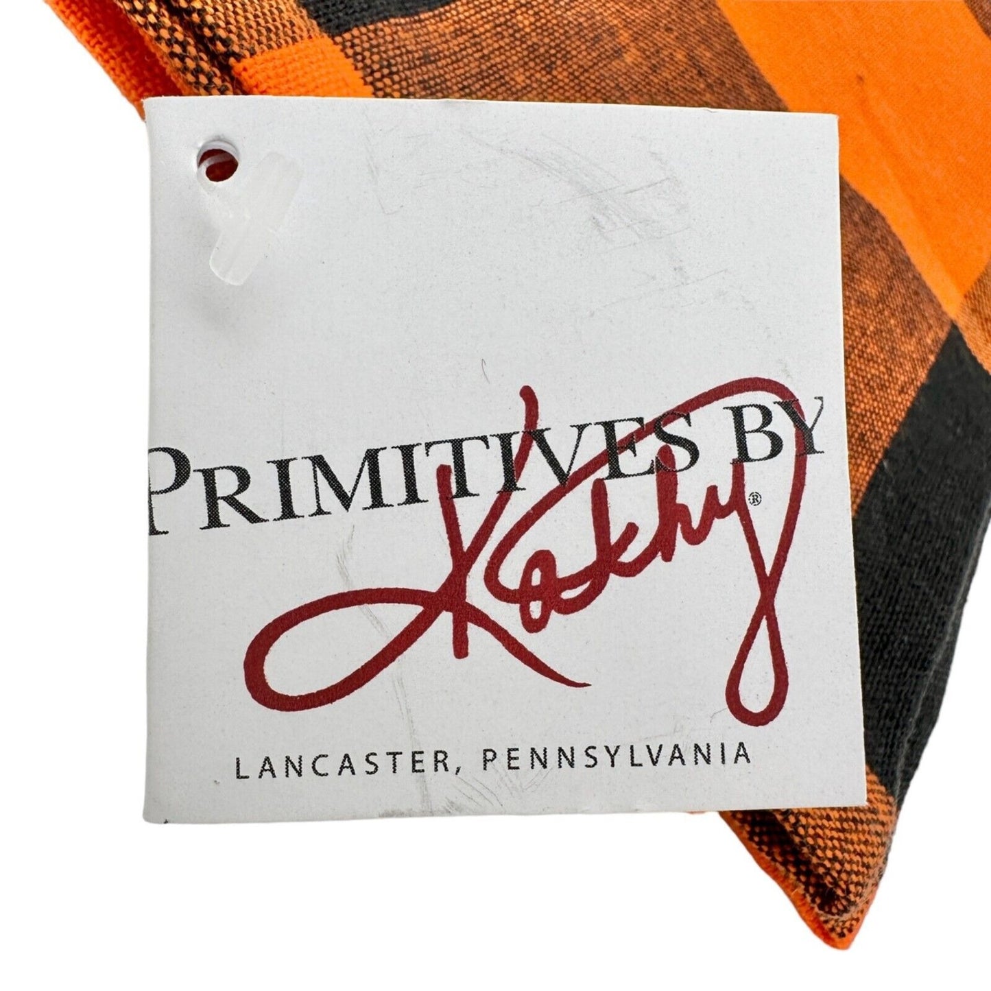 Primitives by Kathy Dish Towels 20x28 Orange Black Plaid Fall Halloween NWT