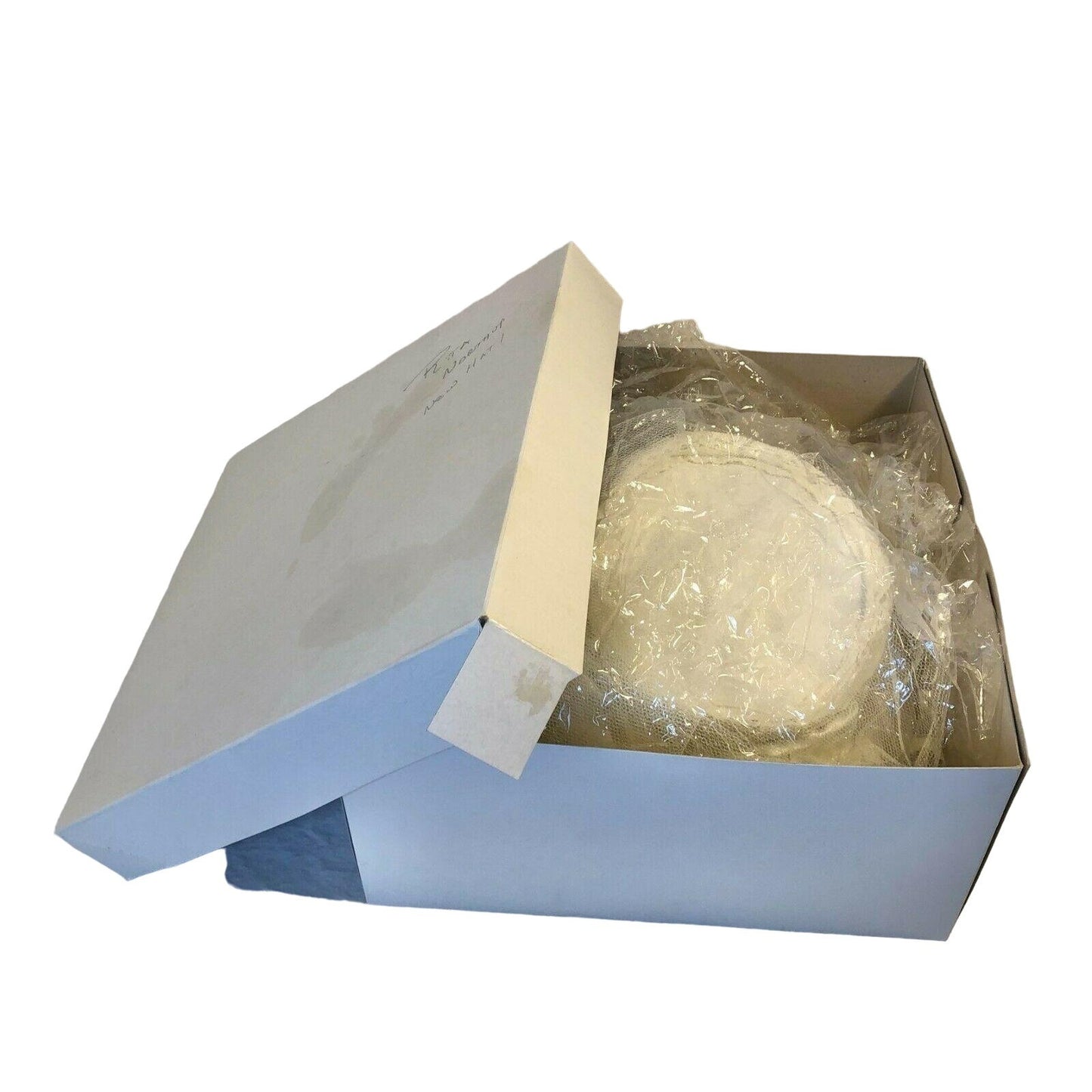 Lacy White Skimmer Style Wedding Hat with Full Veil Bridal Event Worthy