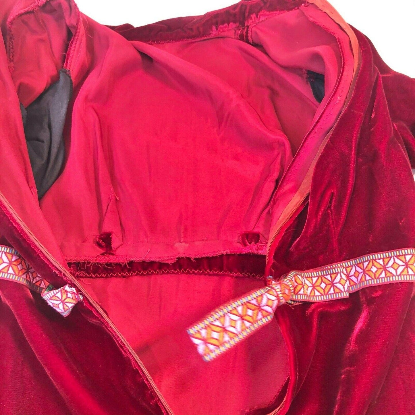 Vintage Long Velvet LS Maroon Empire Waist Dress Handmade Modest