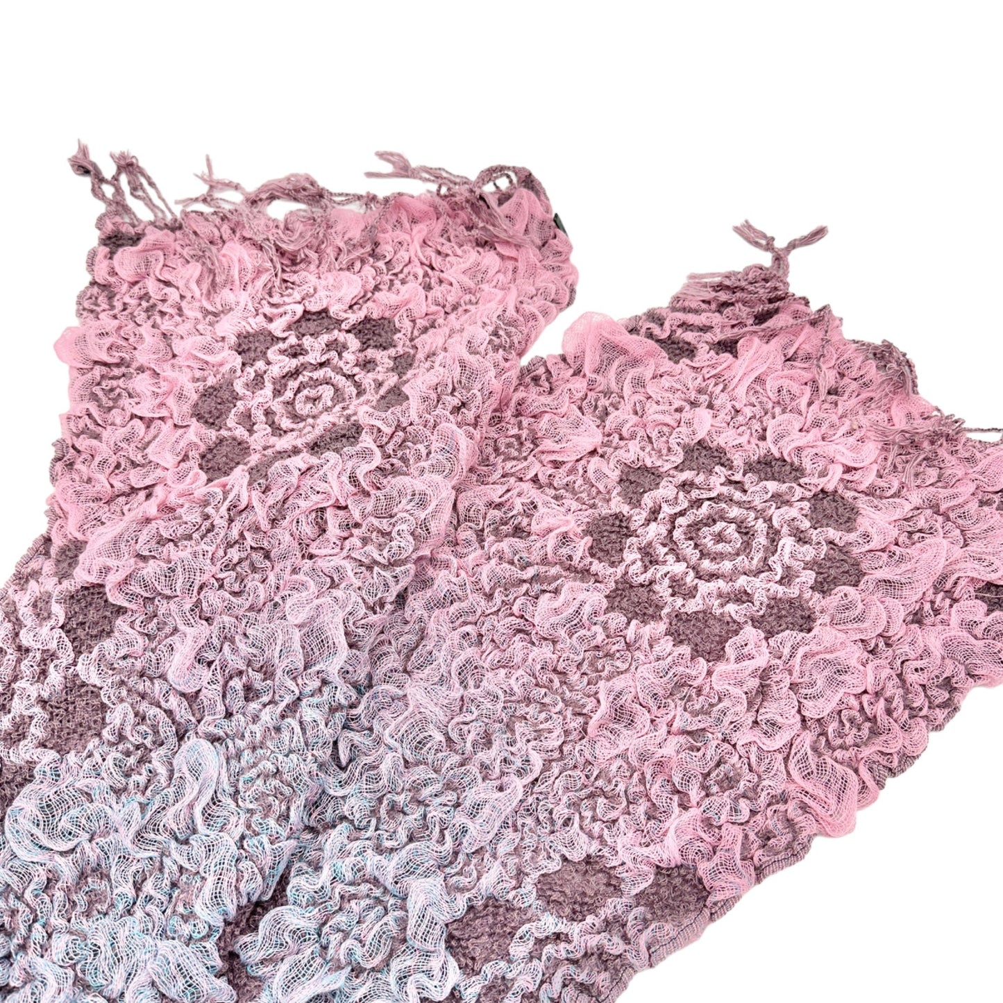 Scarf 82x13 Bamboo Fiber and Acrylic 3D Floral Effect Ombre Coloring Stretchy