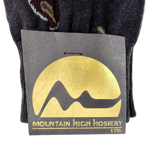 Mountain High Hosiery Socks Men's 10-13 TWO PAIRS Black Golfers and Paisley NWT