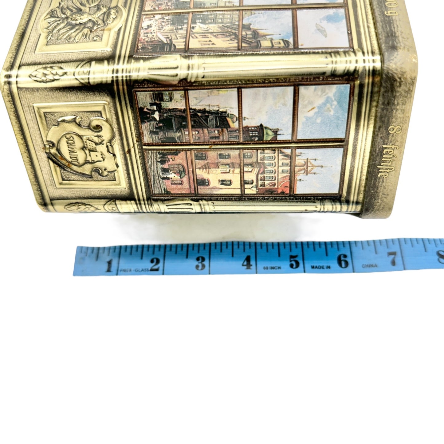 Vtg Elisen-Lebkuchen Gingerbread Tin Box 400g Hexagonal Design E. Otto Schmidt