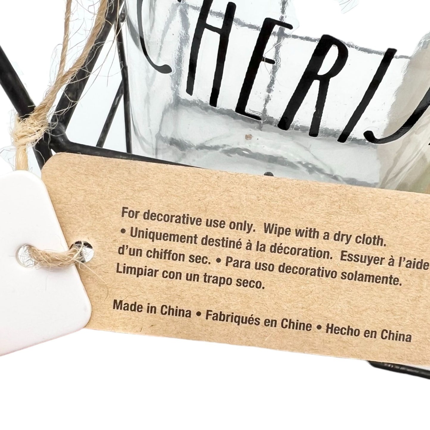 Rae Dunn Home Essentials 3 Glass Jars in Wire Basket Set CHERISH LOVE BLESSED