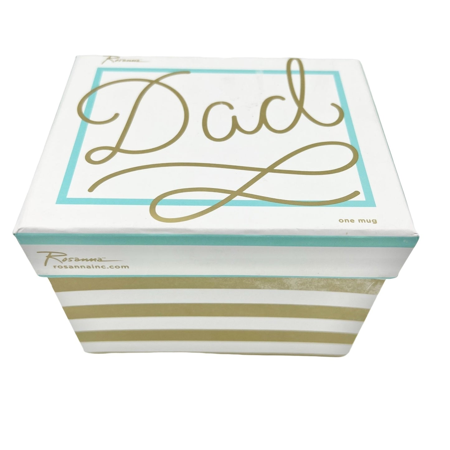 Rosanna Inc Dad Mug 6 oz White with Gold Trim Details Father's Day NIB