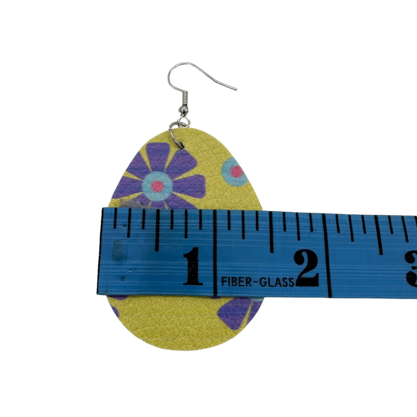 Two Pairs Easter Egg Earrings White Bunnies on Pink Purple Flowers on Yellow