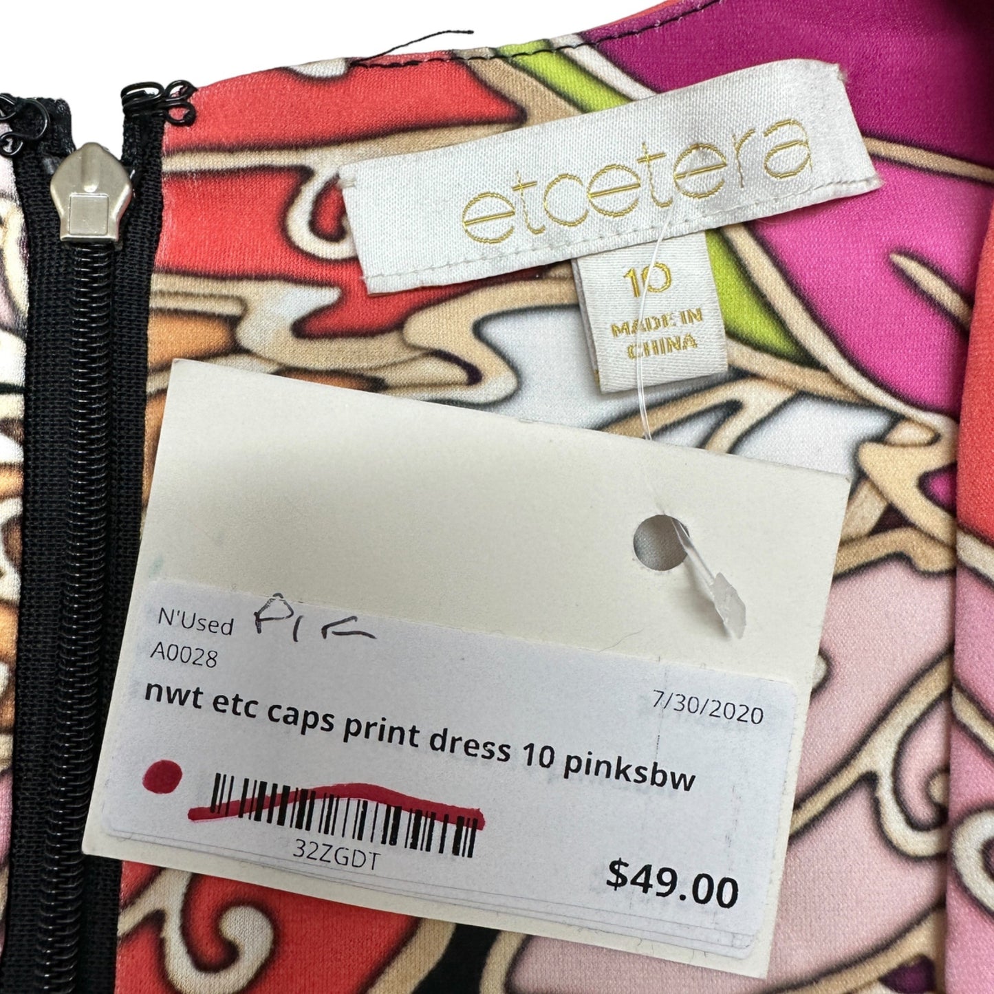 Etcetera Dress Womens 10 Abstract Multicolor Print Lined Sleeveless NWT