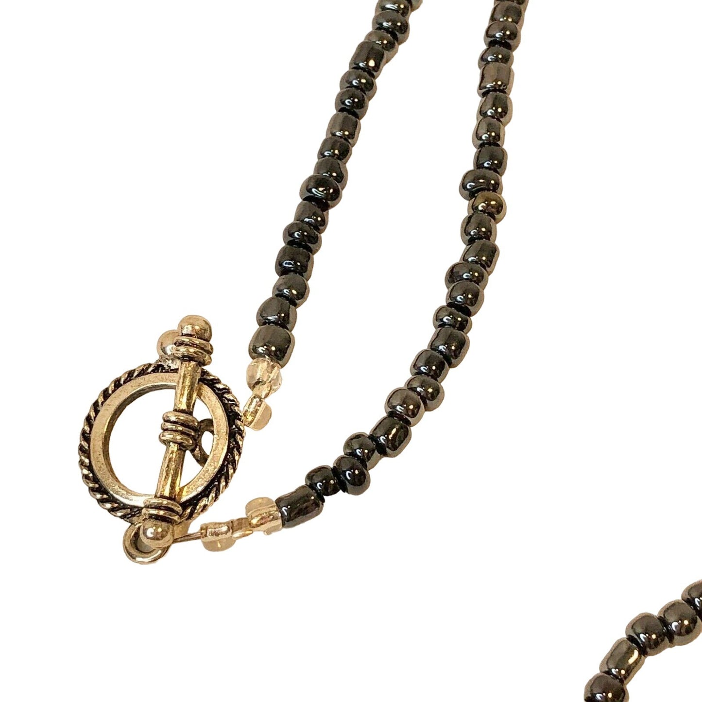 Handcrafted Beaded Necklace Mauve Ceramic Beads With Smaller Pewter Beads NEW