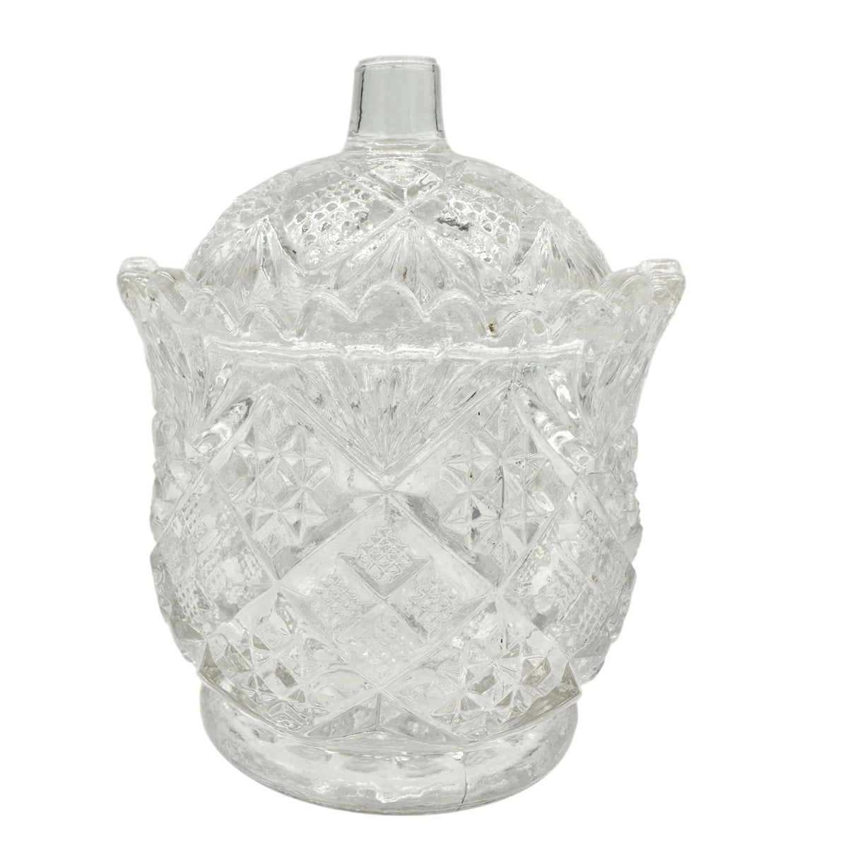 Thumbelina Flattened Diamond 5 Pc Childrens Tableware Set Vintage EAPG Glassware
