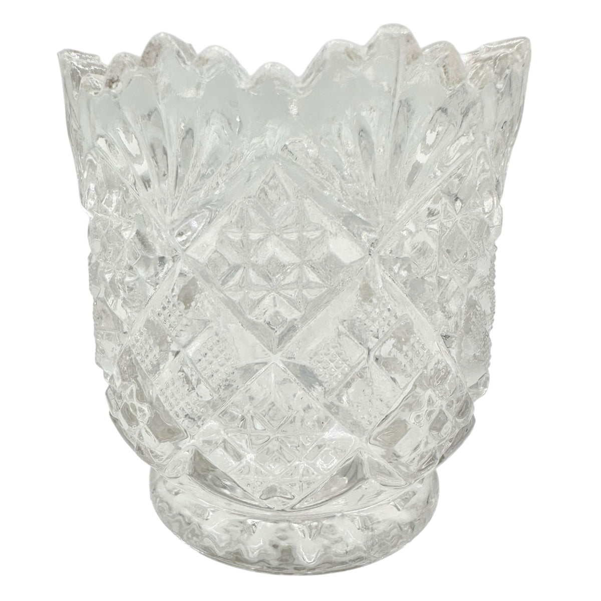 Thumbelina Flattened Diamond 5 Pc Childrens Tableware Set Vintage EAPG Glassware